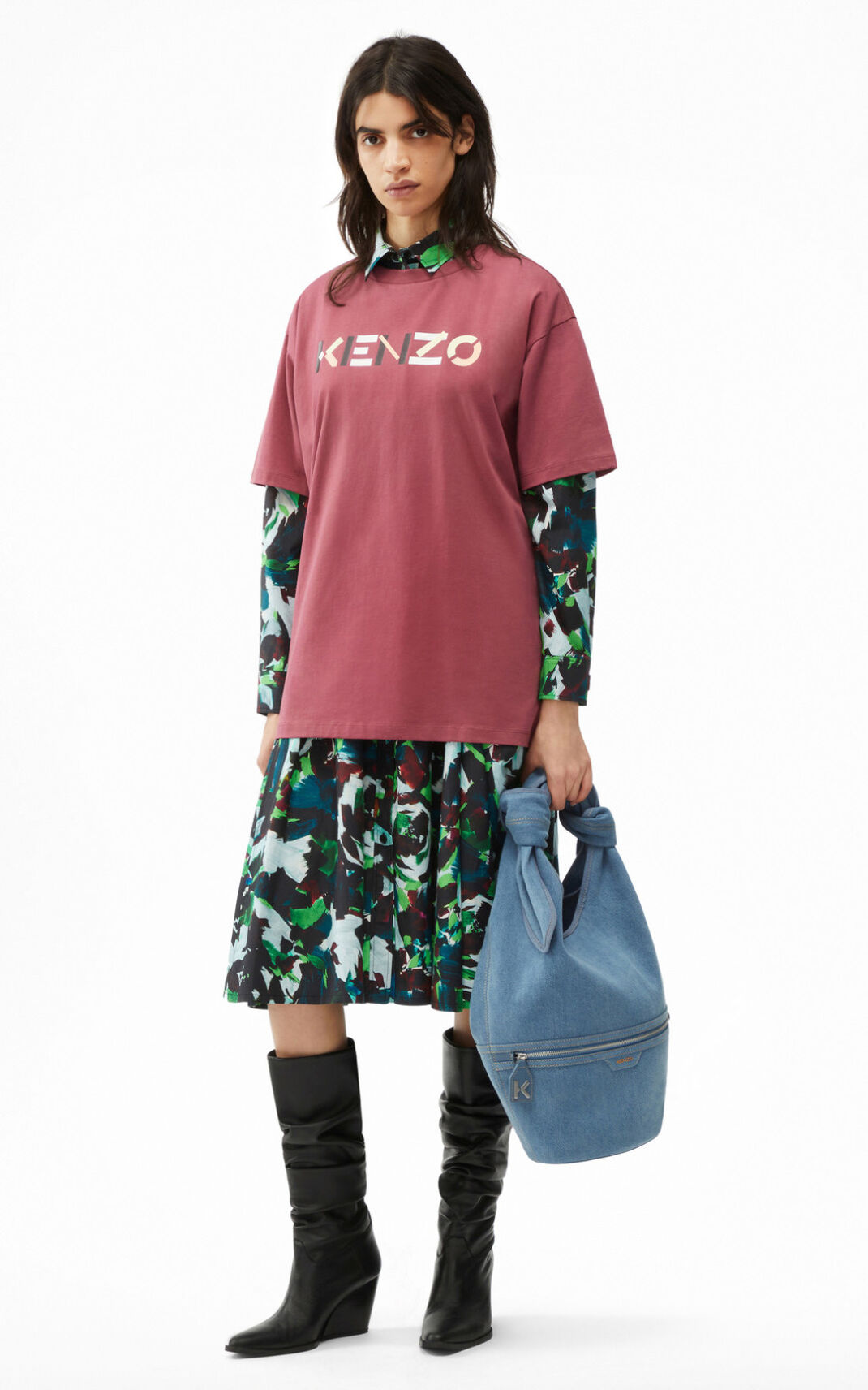 Kenzo Logo oversized Tişört Bayan Siyah | 2748-IKERQ